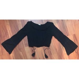 cotton candy large cropped bell sleeve top